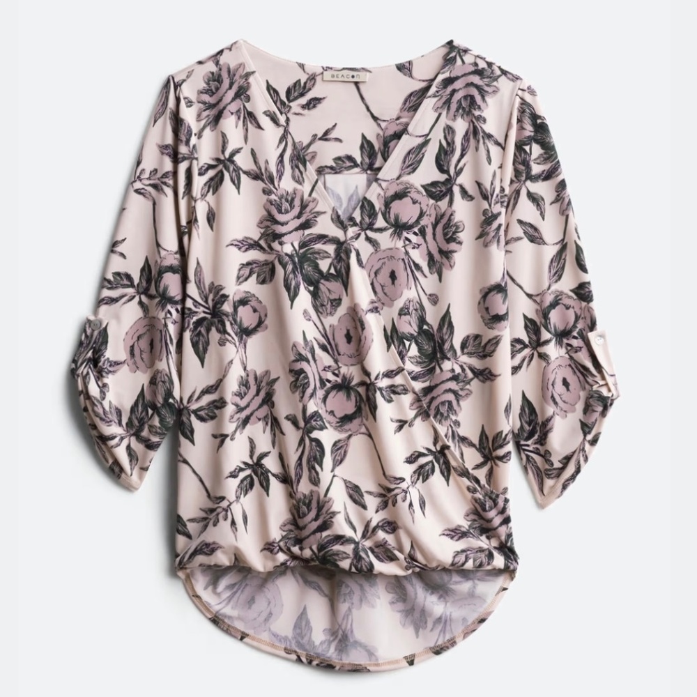 Surplice Floral Knit Top